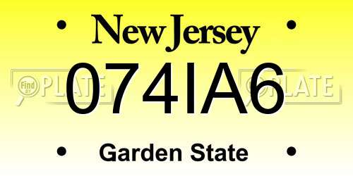 074IA6 New Jersey License Plate