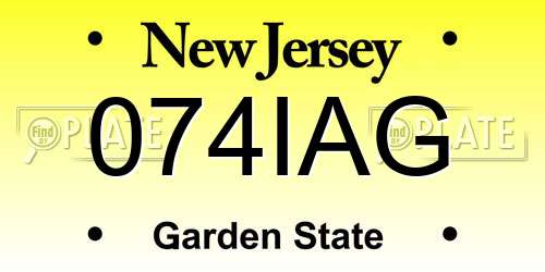 074IAG New Jersey License Plate