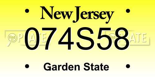 074S58 New Jersey License Plate