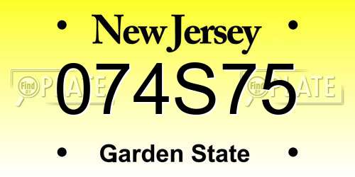 074S75 New Jersey License Plate