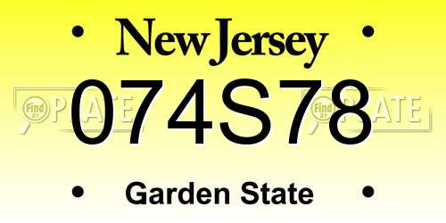 074S78 New Jersey License Plate