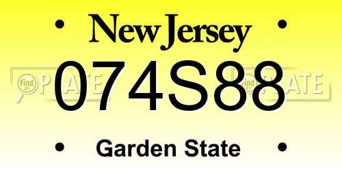 074S88 New Jersey License Plate
