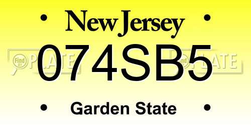 074SB5 New Jersey License Plate