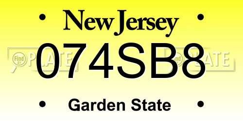 074SB8 New Jersey License Plate