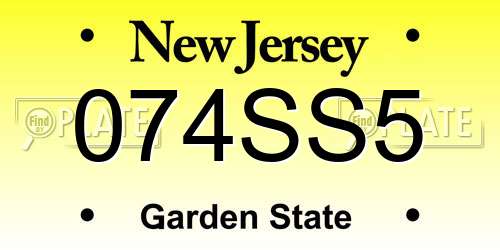 074SS5 New Jersey License Plate