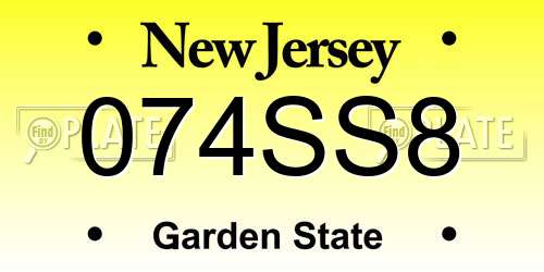 074SS8 New Jersey License Plate