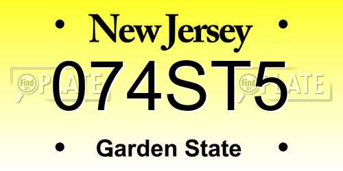 074ST5 New Jersey License Plate