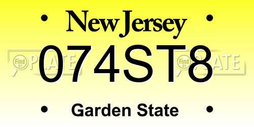 074ST8 New Jersey License Plate