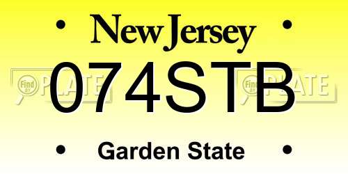 074STB New Jersey License Plate