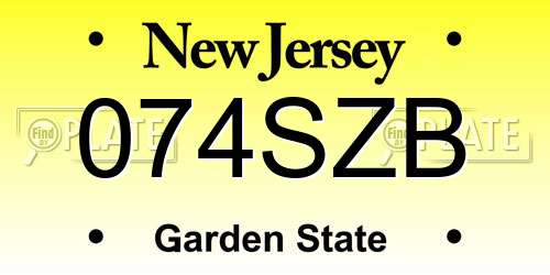 074SZB New Jersey License Plate