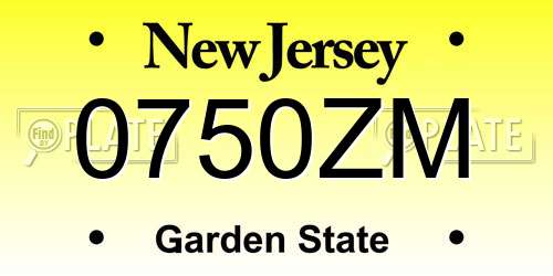 0750ZM New Jersey License Plate