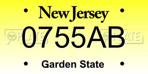 0755AB New Jersey License Plate