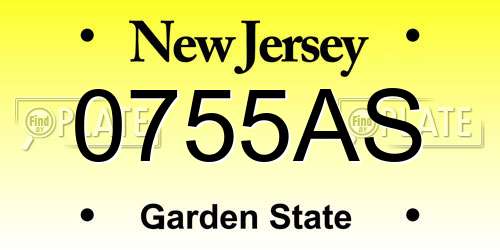 0755AS New Jersey License Plate