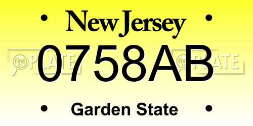 0758AB New Jersey License Plate