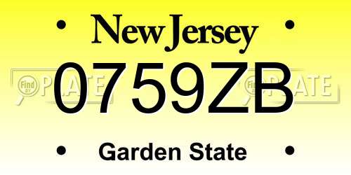 0759ZB New Jersey License Plate