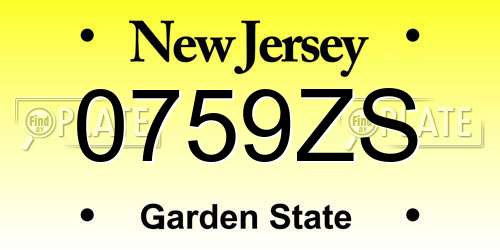 0759ZS New Jersey License Plate
