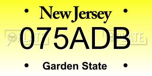 075ADB New Jersey License Plate