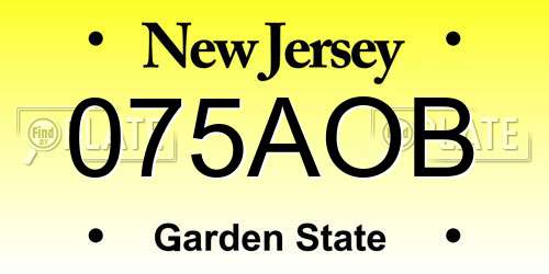 075AOB New Jersey License Plate