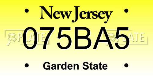 075BA5 New Jersey License Plate