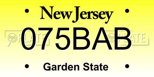 075BAB New Jersey License Plate