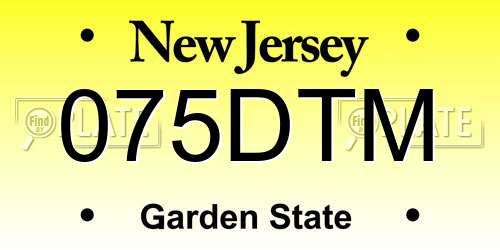 075DTM New Jersey License Plate