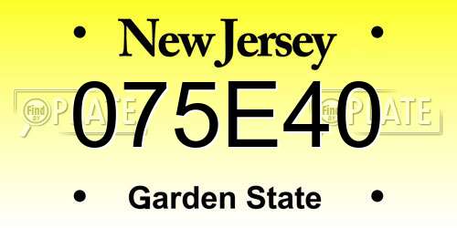 075E40 New Jersey License Plate