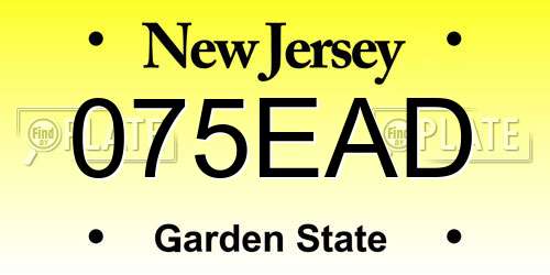 075EAD New Jersey License Plate