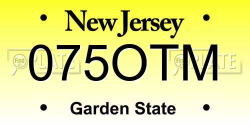 075OTM New Jersey License Plate