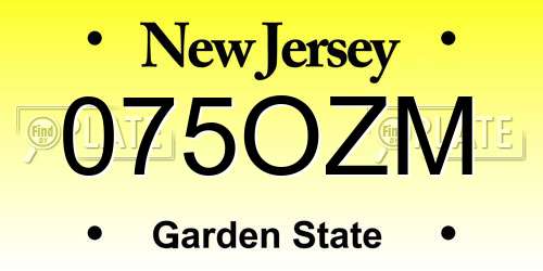 075OZM New Jersey License Plate