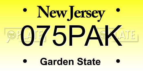 075PAK New Jersey License Plate