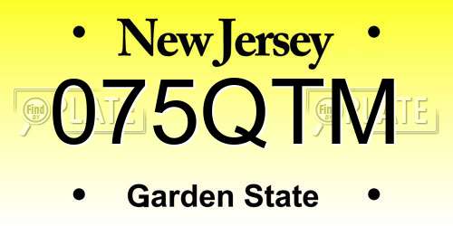 075QTM New Jersey License Plate
