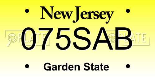 075SAB New Jersey License Plate