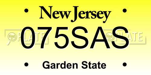 075SAS New Jersey License Plate