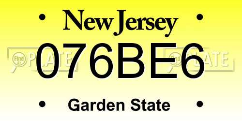 076BE6 New Jersey License Plate