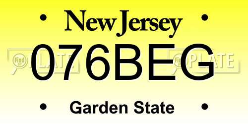076BEG New Jersey License Plate