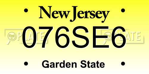 076SE6 New Jersey License Plate