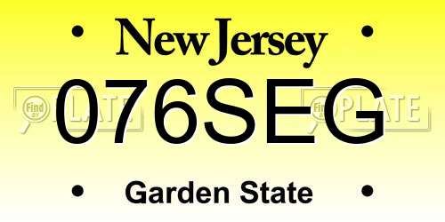 076SEG New Jersey License Plate