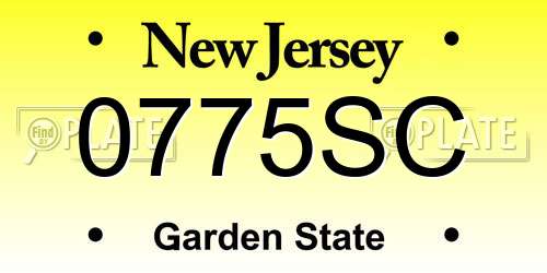 0775SC New Jersey License Plate