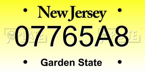 07765A8 New Jersey License Plate