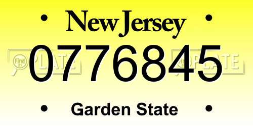 0776845 New Jersey License Plate