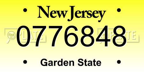 0776848 New Jersey License Plate