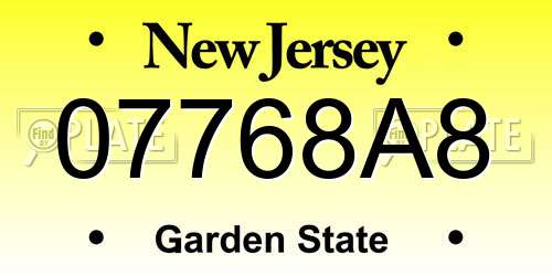 07768A8 New Jersey License Plate