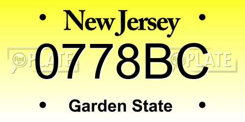 0778BC New Jersey License Plate