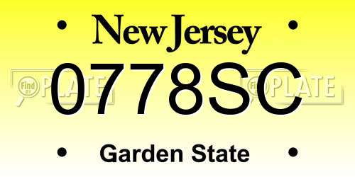0778SC New Jersey License Plate