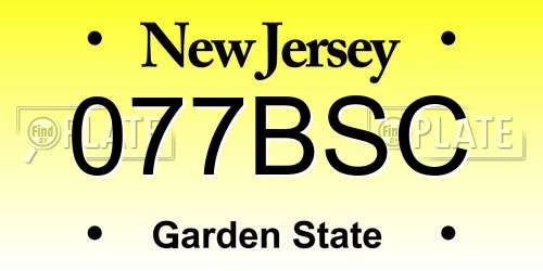 077BSC New Jersey License Plate
