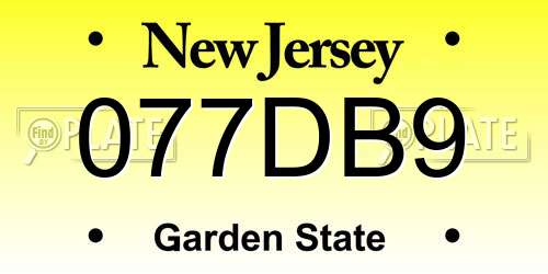 077DB9 New Jersey License Plate