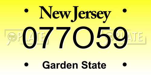 077O59 New Jersey License Plate