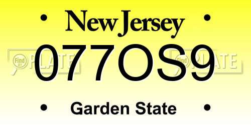 077OS9 New Jersey License Plate