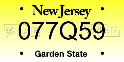 077Q59 New Jersey License Plate