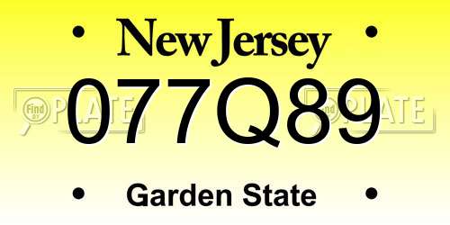 077Q89 New Jersey License Plate
